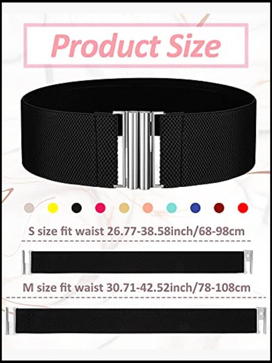 10 Piece Stretchy Vintage Waist Belts with Buckle Elastic Belt main image 5